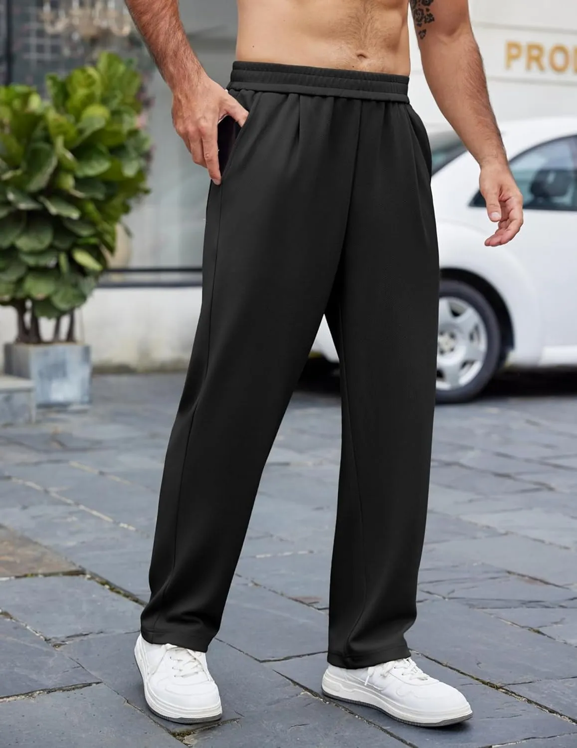 COOFANDY Mens Casual Sweatpants Open Bottom Lounge Pants Lightweight Baggy Workout Yoga Track Pants
