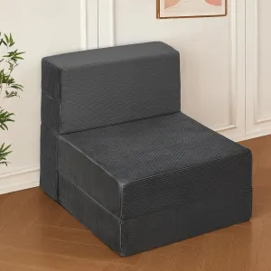 COOVA Folding Sofa Bed Single Size - Memory Foam Futon Sleeper Chair Guest Bed with Washable Cover, Floor Sofa and Sleeping Mat for Living Room/Office/Guest Room/Apartment,Stripes Light Grey