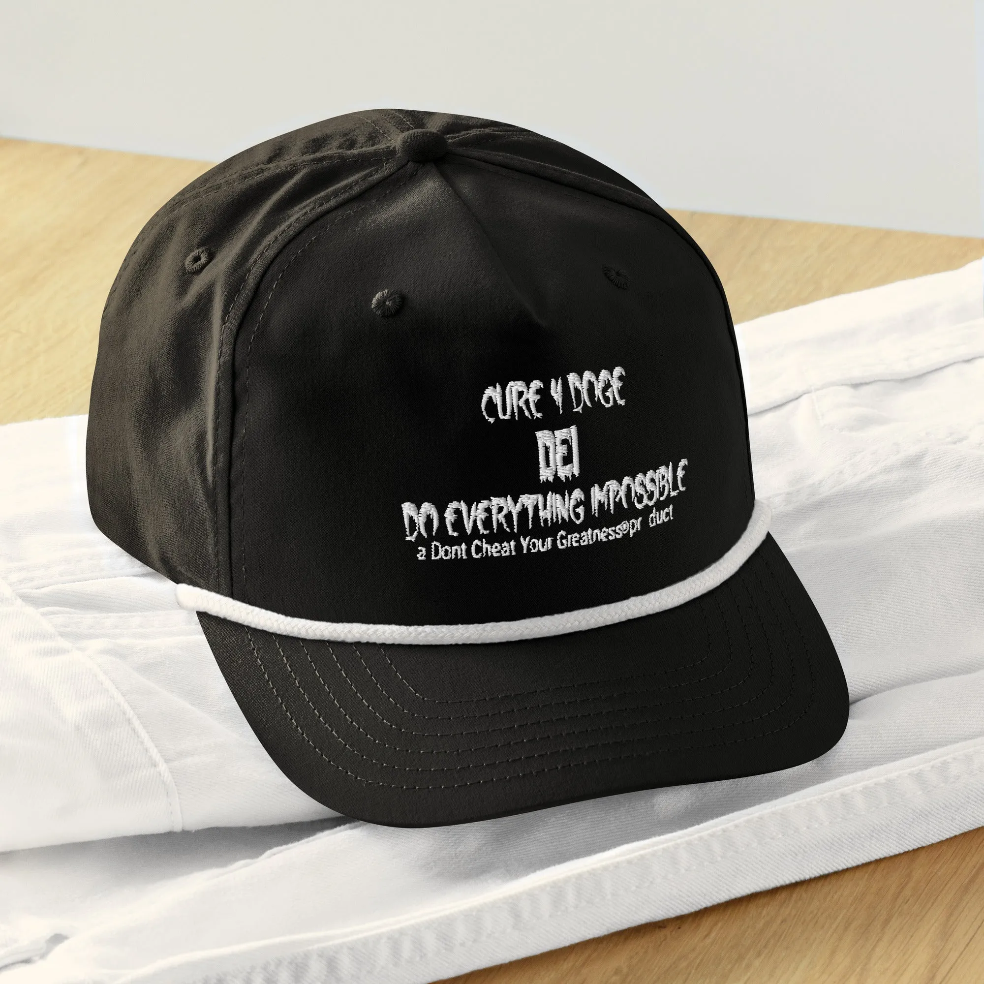 (Copy) Cure 4 Doge White Logo & Black Golf rope cap