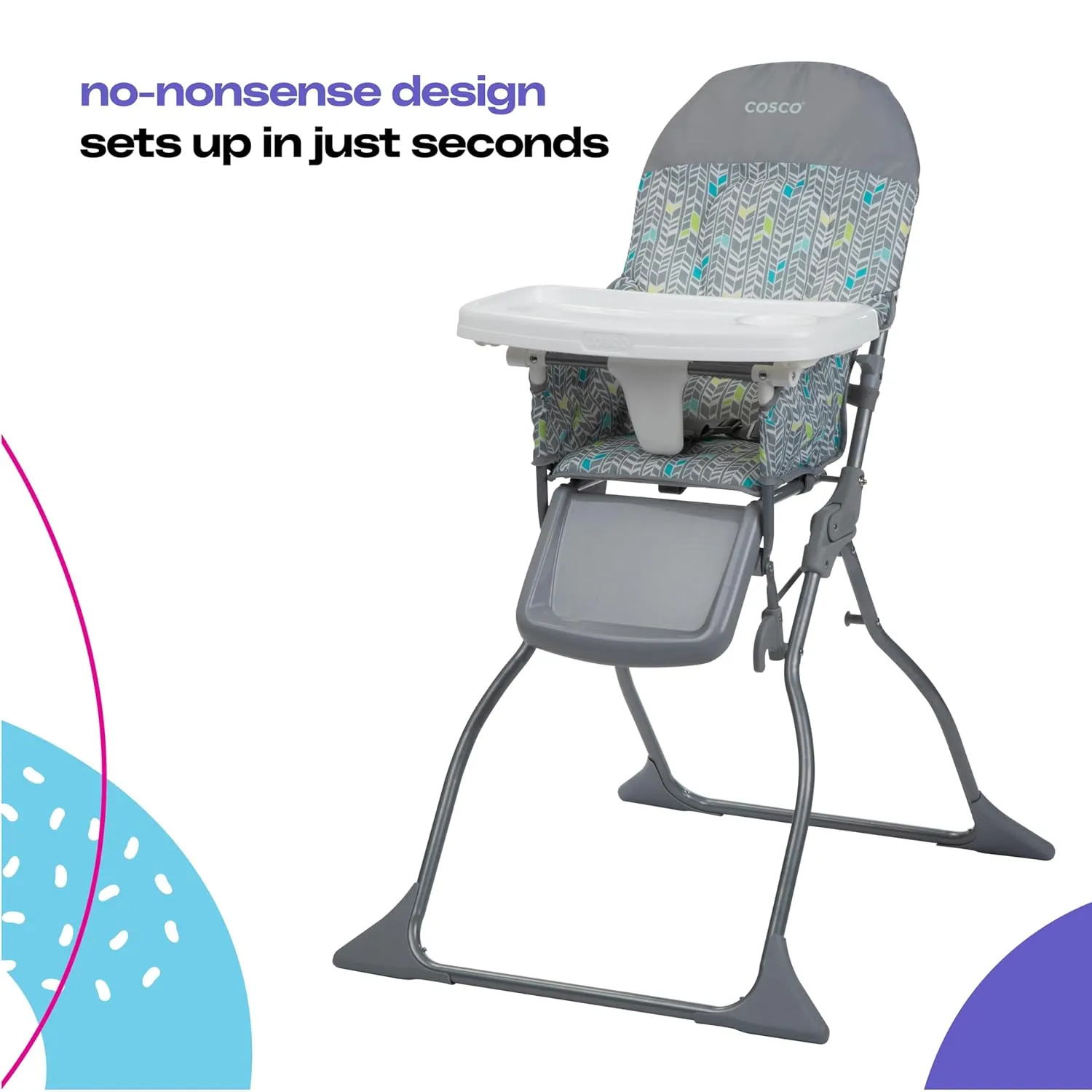 Cosco Kids Highchair for Baby, Simple Foldable High Chair, Convenient, Lightweight, and Compact Design, Elephant Puzzle
