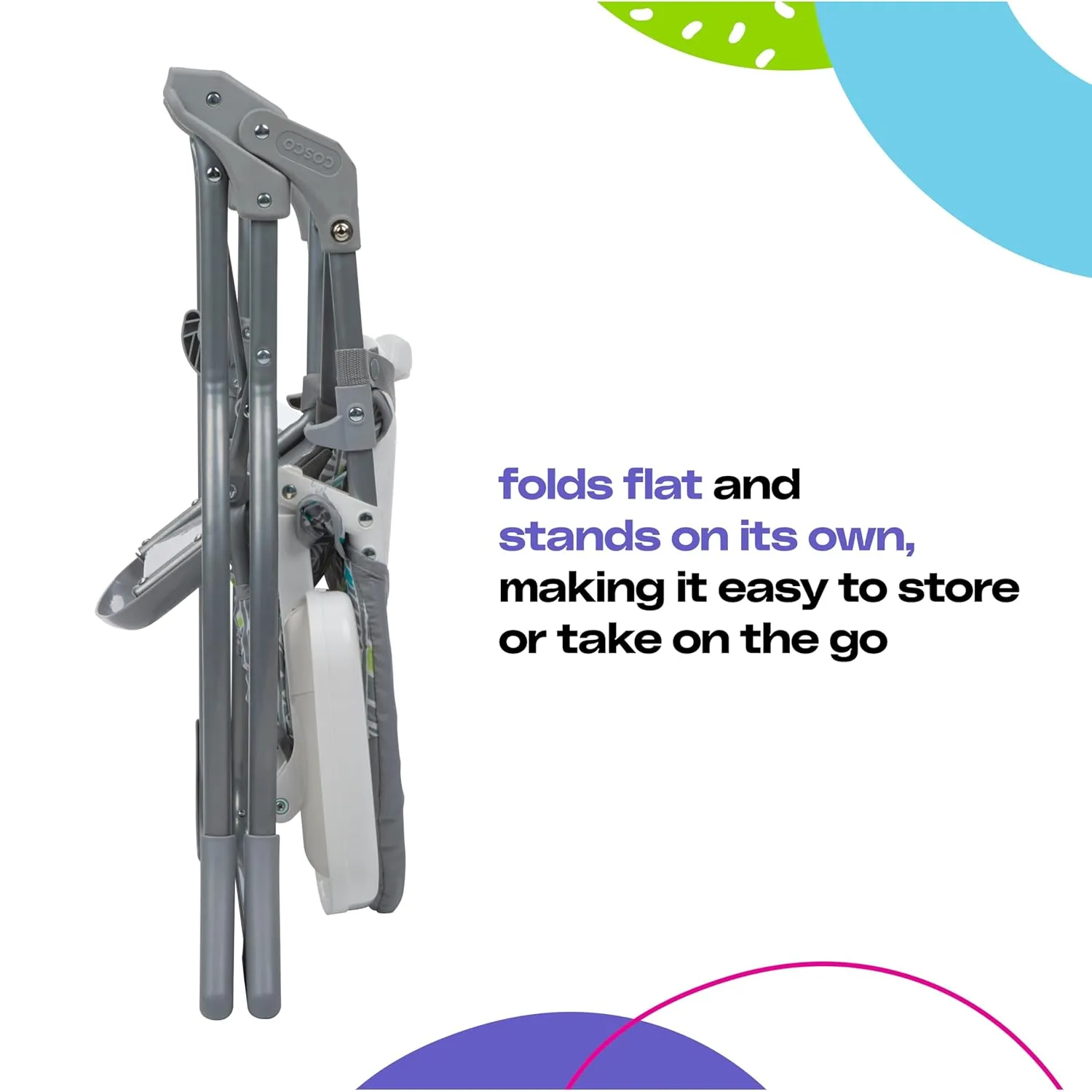 Cosco Kids Highchair for Baby, Simple Foldable High Chair, Convenient, Lightweight, and Compact Design, Elephant Puzzle