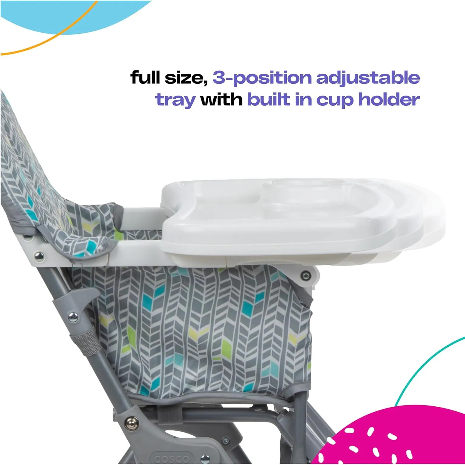 Cosco Kids Highchair for Baby, Simple Foldable High Chair, Convenient, Lightweight, and Compact Design, Mapleton