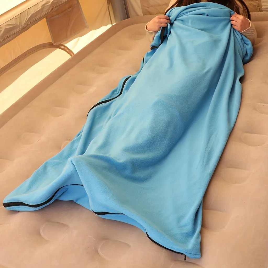 Cozy Fleece Sleeping Bag - Year-Round Warmth, Converts to Blanket - Perfect for Outdoor Camping, Hiking & Travel