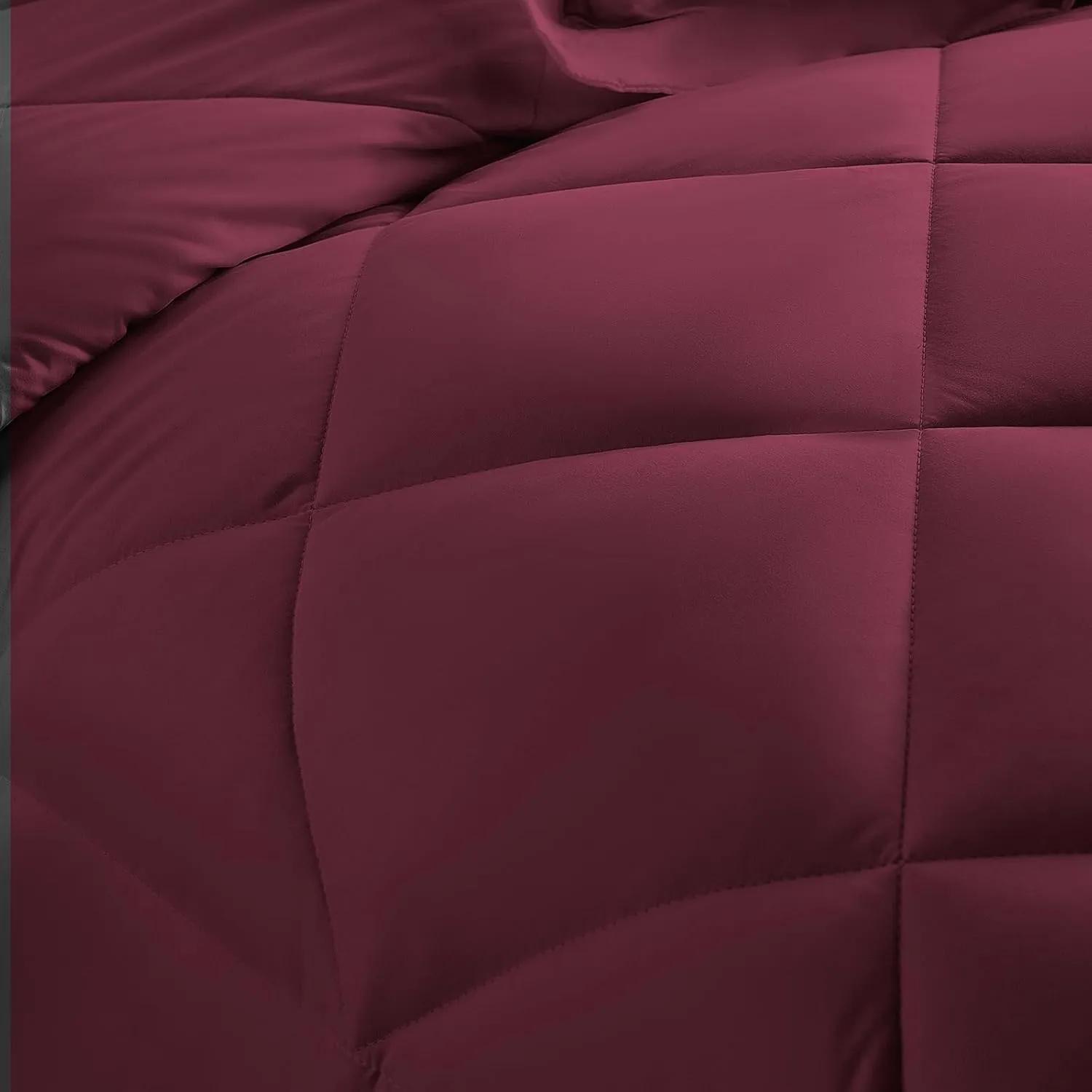 CozyLux Queen Comforter Set with Sheets 7 Pieces Bed in a Bag Burgundy All Season Bedding Sets with Comforter, Pillow Shams, Flat Sheet, Fitted Sheet and Pillowcases, Red, Queen