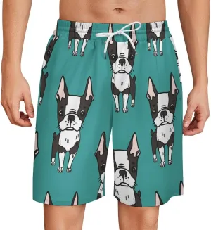 Cute Boston Terrier Men's Athletic Shorts Jersey Pocket Lounge Weekend Short L