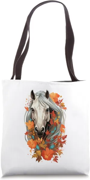 Cute Buckskin Horse Happy Fall Autumn Leaves Season Tote Bag