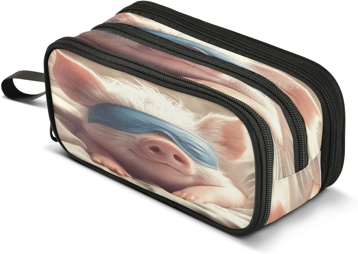 Cute Pig Sleeping Large Capacity Pencil Case Box Boys Girls Big Stationery Pen Bag Organizer Pencil Pouch Zipper Compartments for School Office
