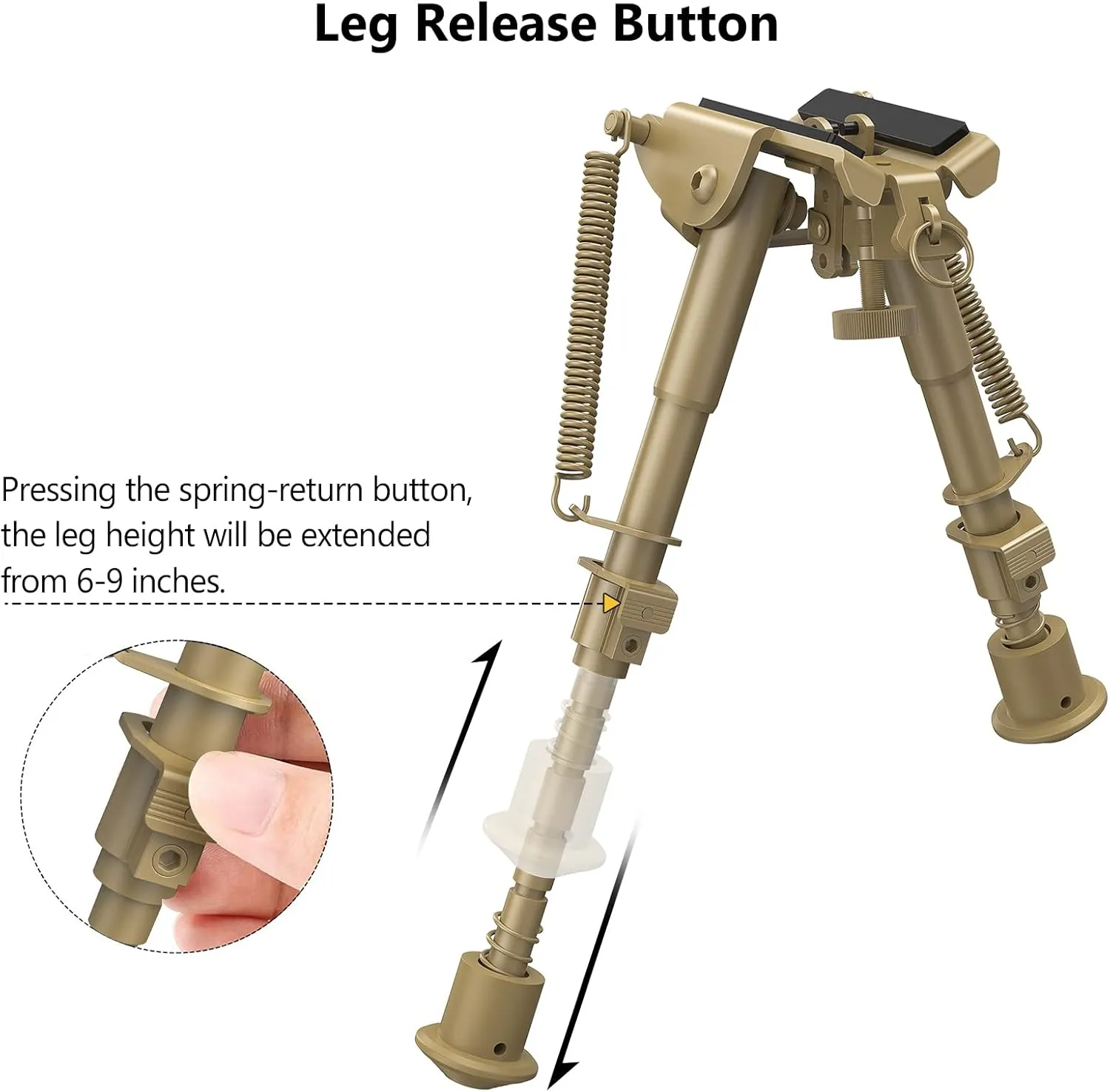 CVLIFE 6-9 Inches Picatinny Bipod Adjustable Spring Return with Picatinny Adapter