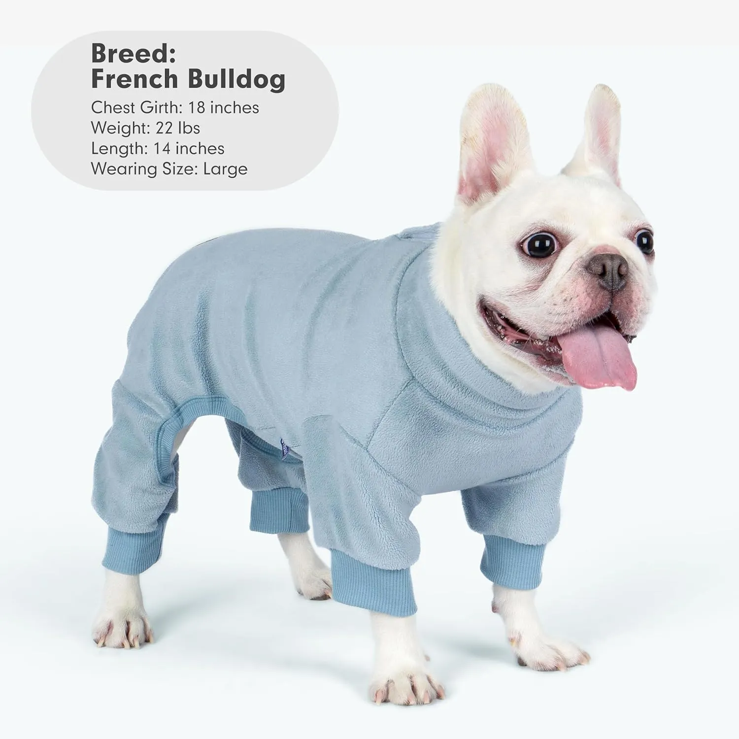 cyeollo Dog Pajamas Small, Stretchable Fleece Pet Onesie Coat for Small Dogs Pjs Warm Puppy Jumpsuit Soft Cold Weather Dog Clothes Outfits, Light Blue S