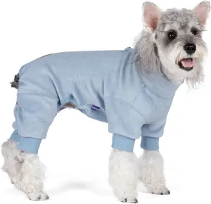 cyeollo Dog Pajamas Small, Stretchable Fleece Pet Onesie Coat for Small Dogs Pjs Warm Puppy Jumpsuit Soft Cold Weather Dog Clothes Outfits, Light Blue S