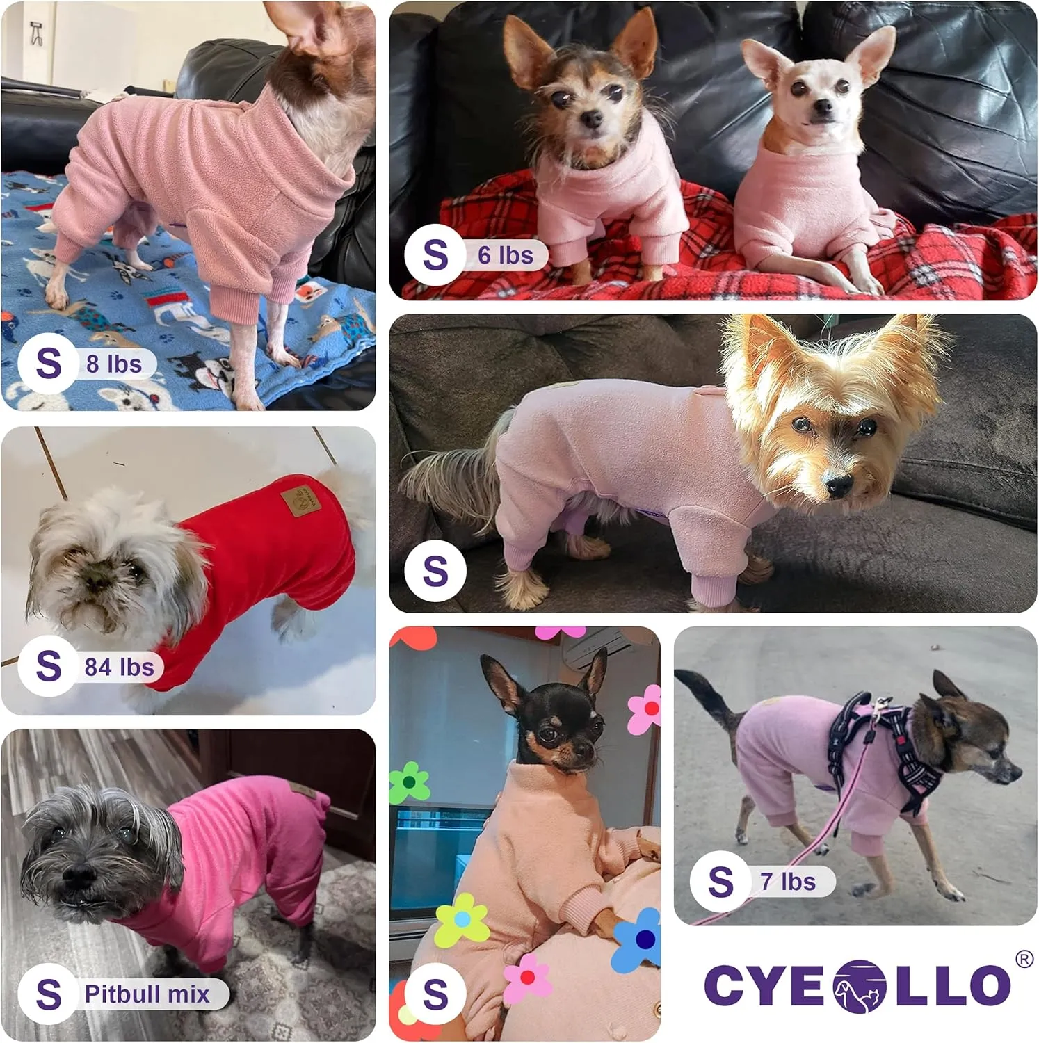 cyeollo Dog Pajamas Small, Stretchable Fleece Pet Onesie Coat for Small Dogs Pjs Warm Puppy Jumpsuit Soft Cold Weather Dog Clothes Outfits, Light Blue S