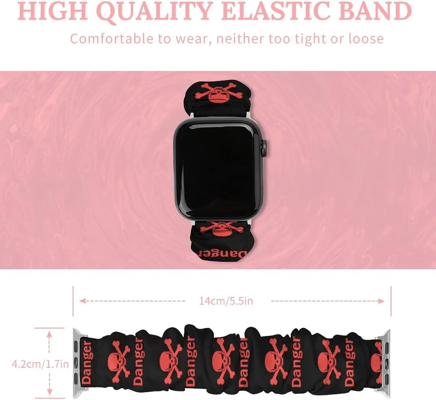 Danger Death Skull Head Fashion Watch Strap Scrunchies Wristbands Compatible With IWatch Series