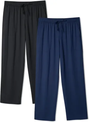 DAVID ARCHY Mens Pajama Pants, Pj Sleep Pajama Bottoms Lightweight Comfy Lounge Pants with Pockets 2 Pack