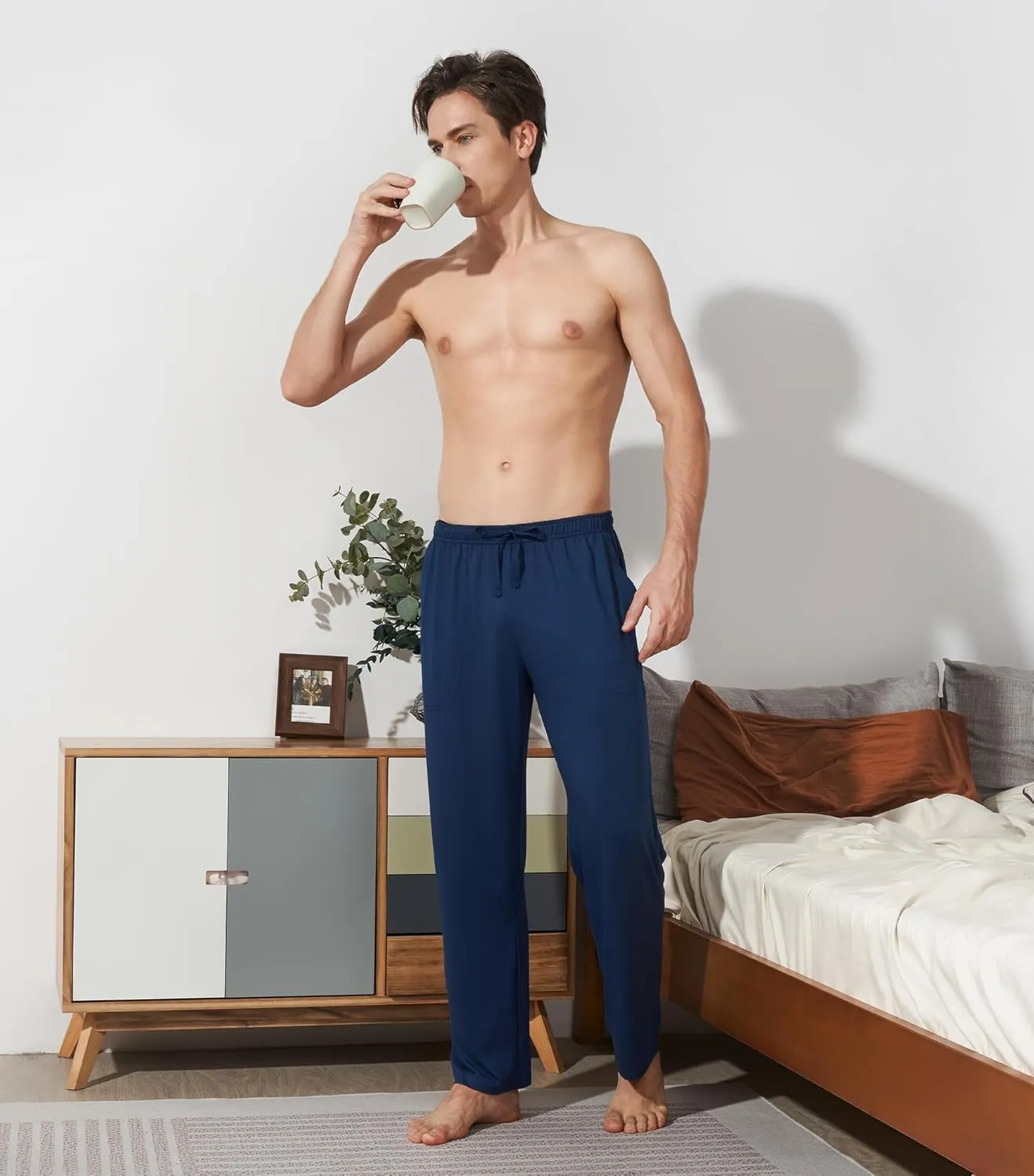 DAVID ARCHY Mens Pajama Pants, Pj Sleep Pajama Bottoms Lightweight Comfy Lounge Pants with Pockets 2 Pack