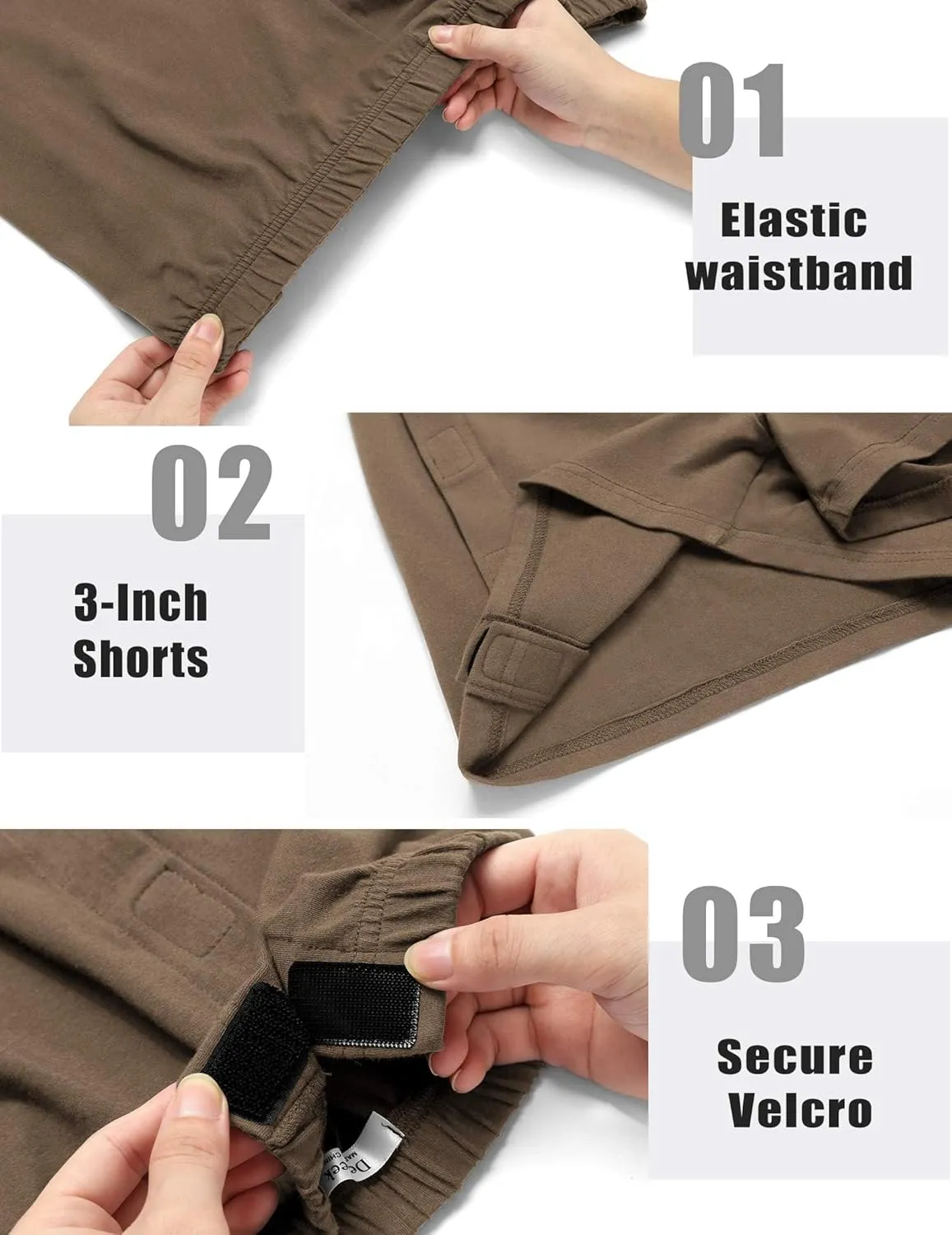 Deyeek Unisex Tear Away Shorts 3-inch Knee Hip Replacement Recovery Post Surgery Cotton Shorts Loose Fit Without Pocket