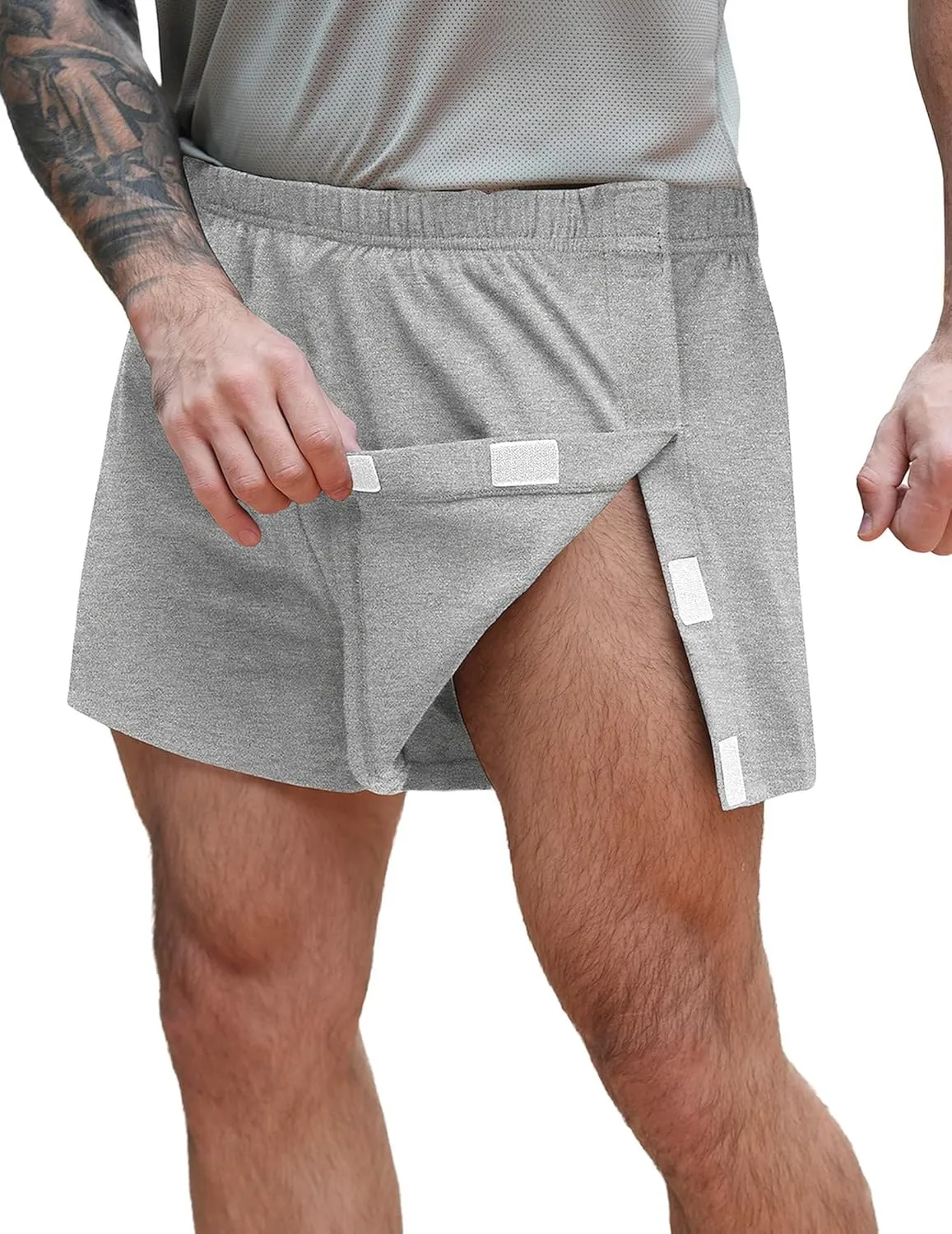 Deyeek Unisex Tear Away Shorts 3-inch Knee Hip Replacement Recovery Post Surgery Cotton Shorts Loose Fit Without Pocket