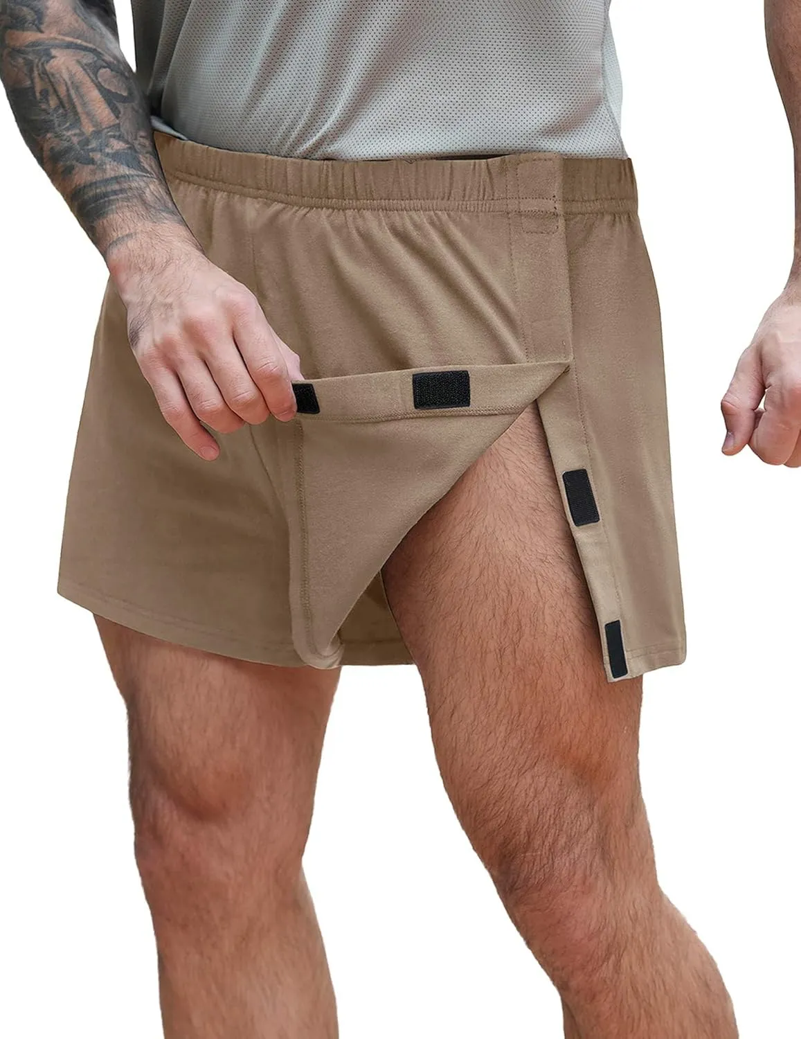 Deyeek Unisex Tear Away Shorts 3-inch Knee Hip Replacement Recovery Post Surgery Cotton Shorts Loose Fit Without Pocket