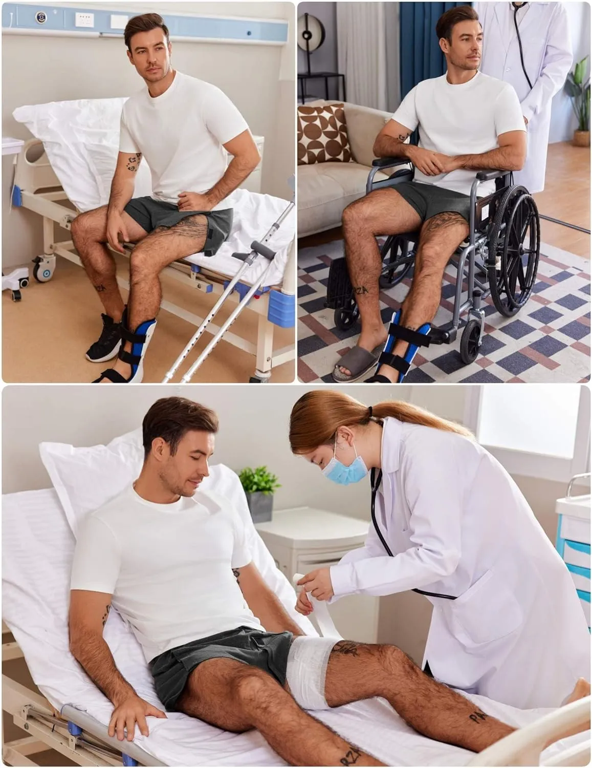 Deyeek Unisex Tear Away Shorts 3-inch Knee Hip Replacement Recovery Post Surgery Cotton Shorts Loose Fit Without Pocket