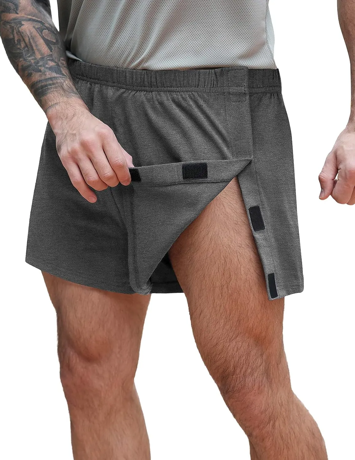 Deyeek Unisex Tear Away Shorts 3-inch Knee Hip Replacement Recovery Post Surgery Cotton Shorts Loose Fit Without Pocket