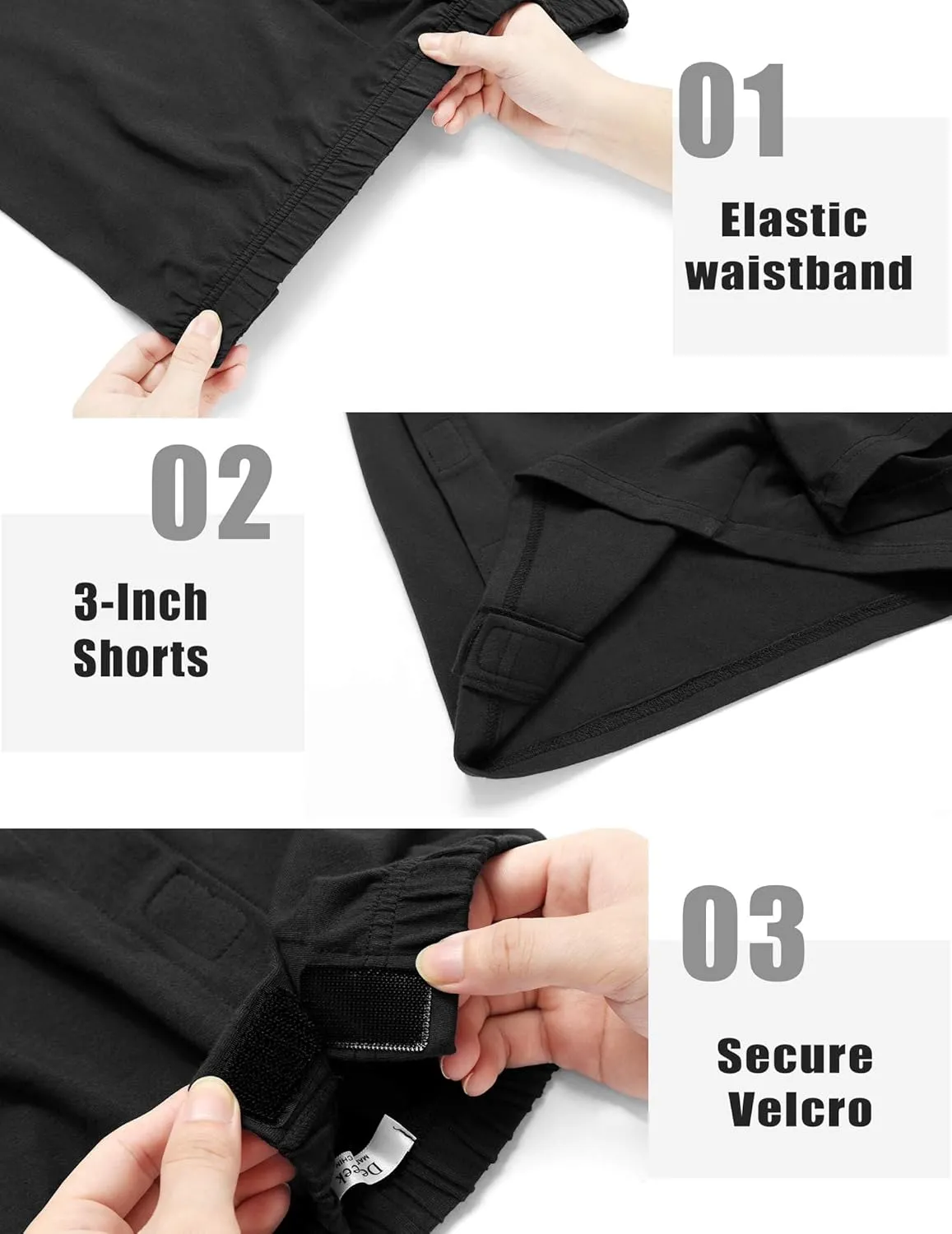 Deyeek Unisex Tear Away Shorts 3-inch Knee Hip Replacement Recovery Post Surgery Cotton Shorts Loose Fit Without Pocket