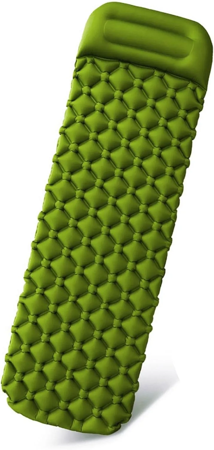 Dioche Camping Mat, Self Inflating Camping Mat Camping Mat with Pillow Builtin Foot Pump Sleeping Mat for Hiking Travel Beach Outdoor (Army Green)