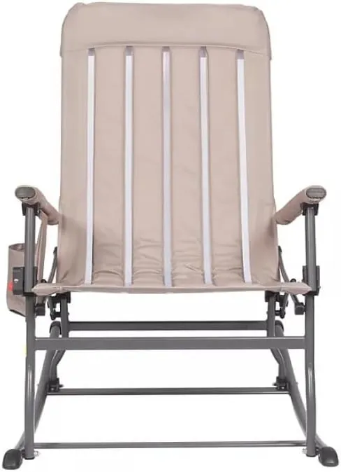Dirty Beach Rocking Chair with Cup Holder, Portable Folding Outdoor Lounge Chair, 375 lb Capacity, Mesh Seat, Beige