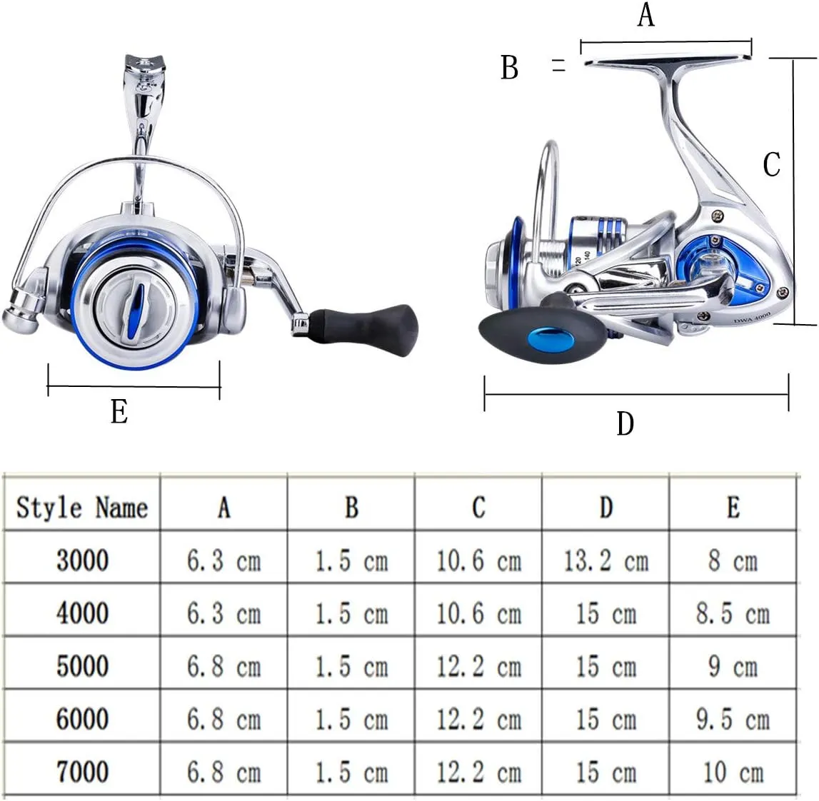 Diwa Spinning Fishing Reels for Saltwater Freshwater 3000 4000 5000 6000 7000 Spools Ultra Smooth Ultralight Powerful Trout Bass Carp Gear Stainless Ball Bearings Metal Body Ice Fishing Reels