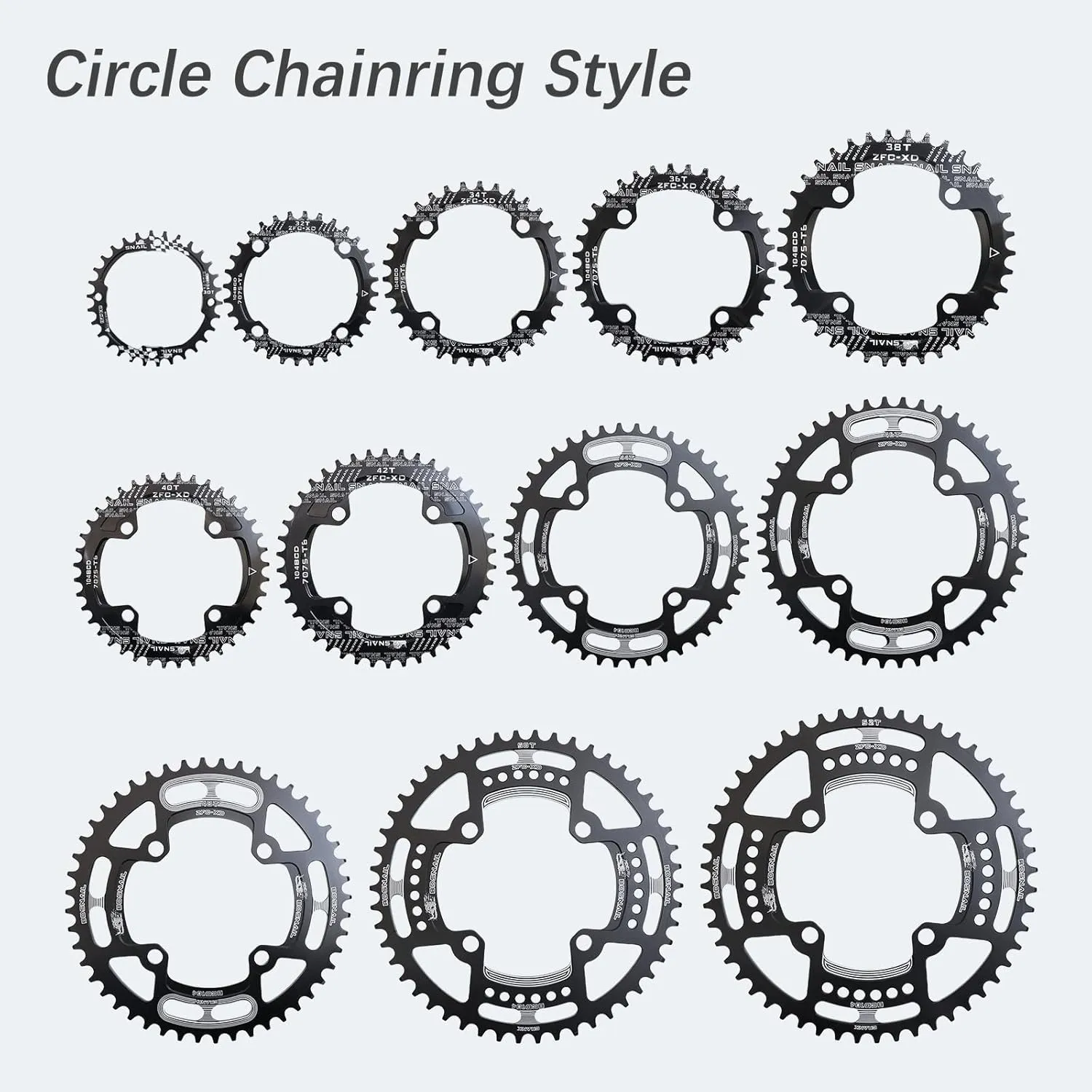 DJC Bike Chainring 104BCD Round/Oval 30t 32t 34t 36t 38t 40t 42t 44t 46t 48t 50t 52t Tooth Narrow Wide 7/8/9/10/11/12 Speed Ultralight MTB Mountain Bike 104 BCD Chainwheel