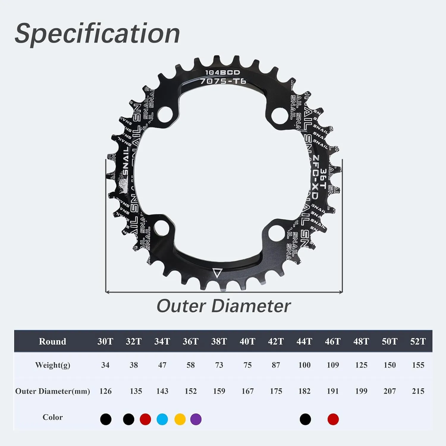 DJC Bike Chainring 104BCD Round/Oval 30t 32t 34t 36t 38t 40t 42t 44t 46t 48t 50t 52t Tooth Narrow Wide 7/8/9/10/11/12 Speed Ultralight MTB Mountain Bike 104 BCD Chainwheel
