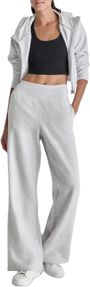 DKNY womens Embroidered Logo Wide Leg Fleece Sweatpant