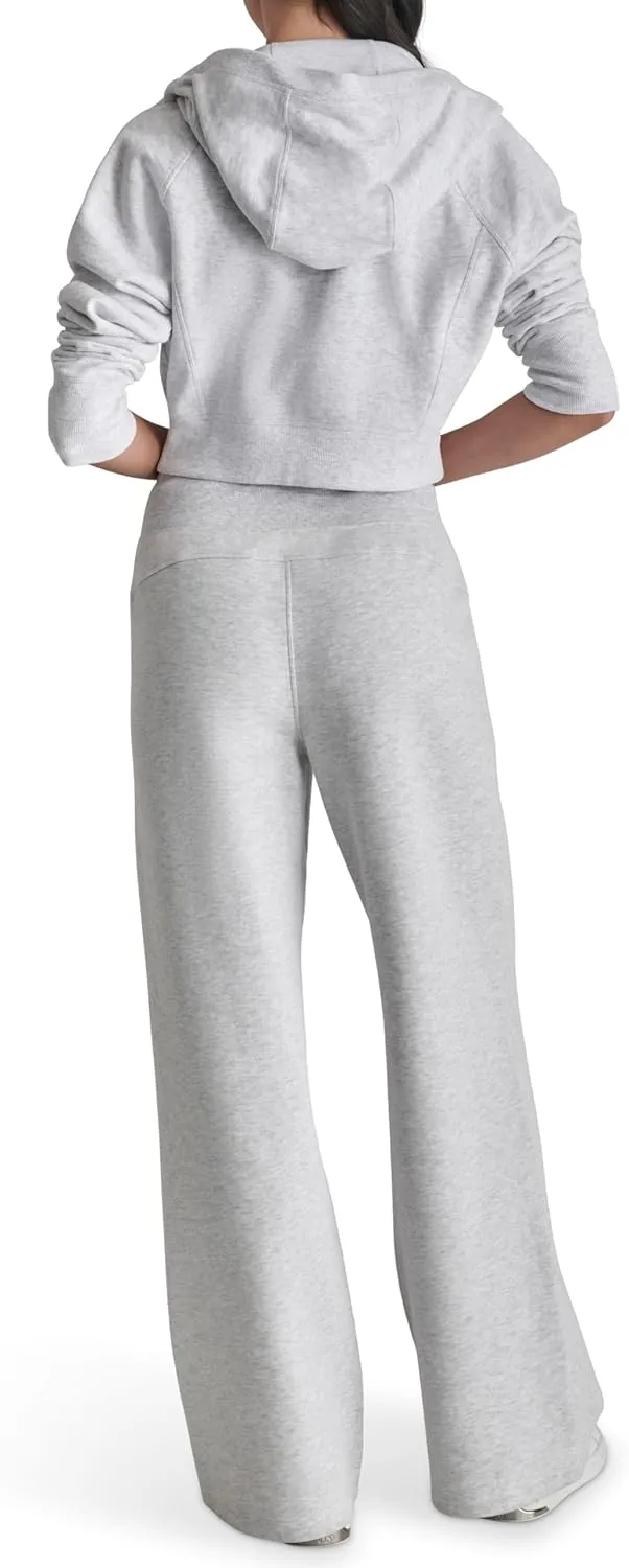 DKNY womens Embroidered Logo Wide Leg Fleece Sweatpant