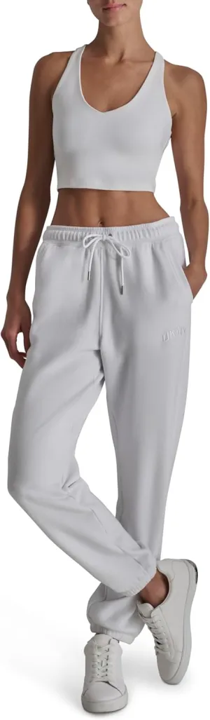DKNY womens Varsity Embroidered Logo Jogger Fleece Sweatpant