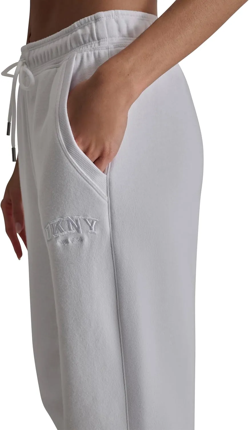 DKNY womens Varsity Embroidered Logo Jogger Fleece Sweatpant