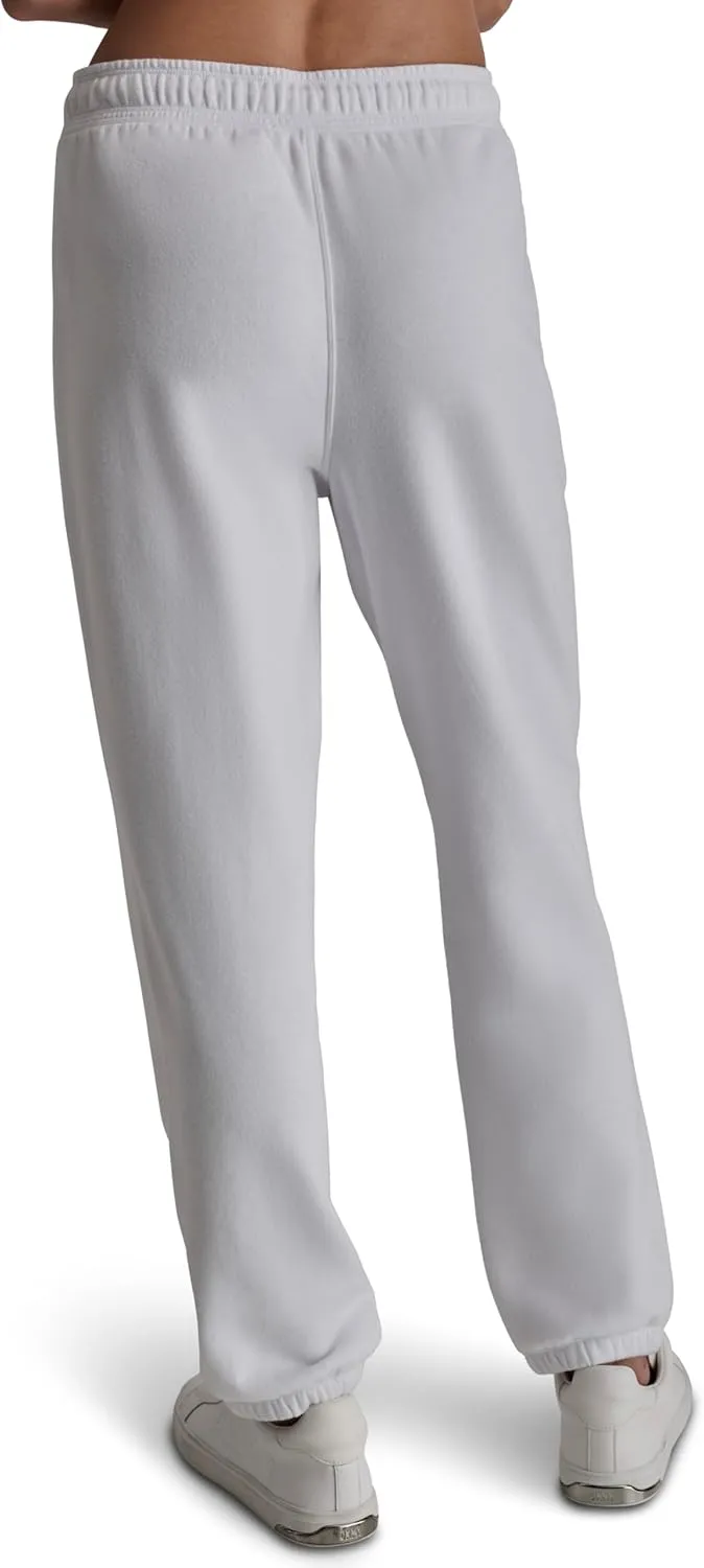 DKNY womens Varsity Embroidered Logo Jogger Fleece Sweatpant