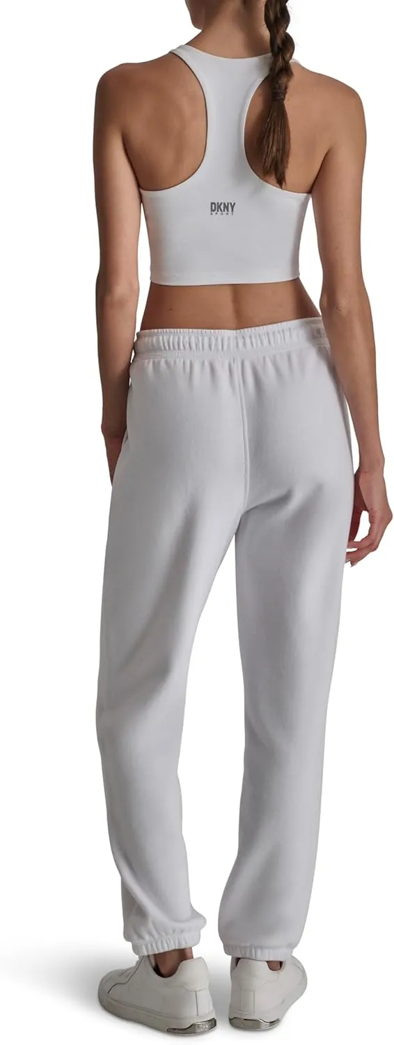 DKNY womens Varsity Embroidered Logo Jogger Fleece Sweatpant
