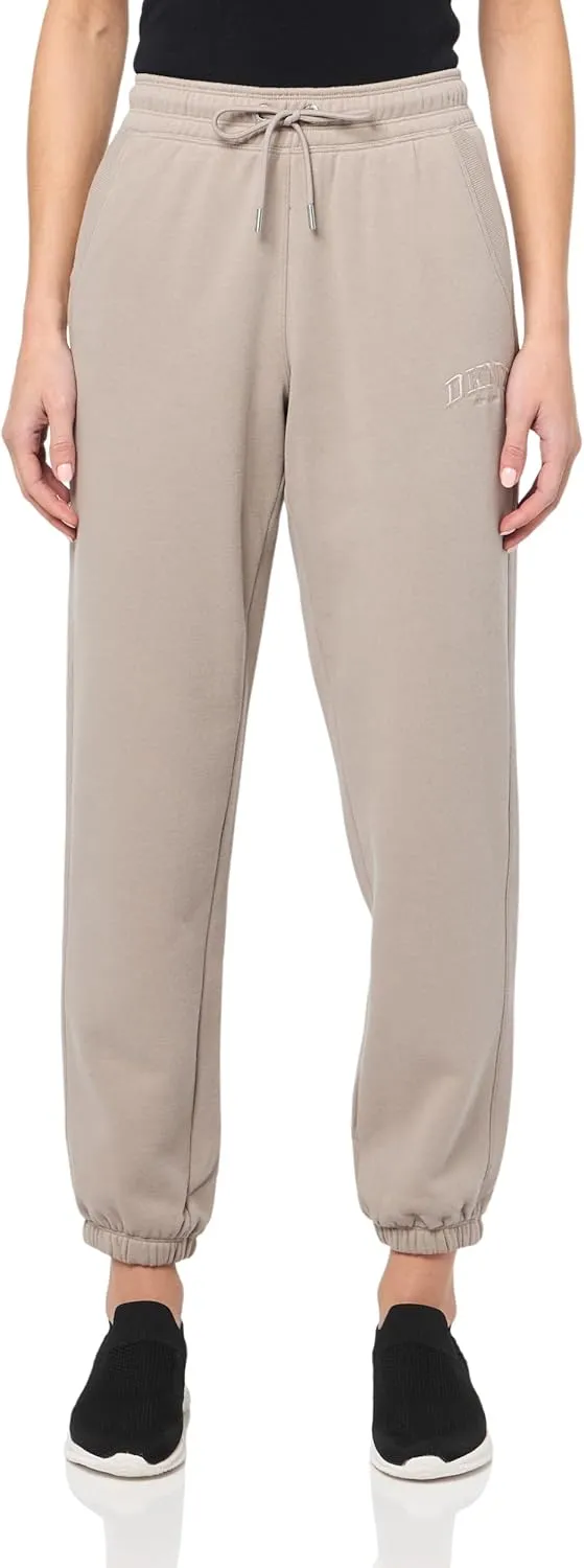 DKNY womens Varsity Embroidered Logo Jogger Fleece Sweatpant