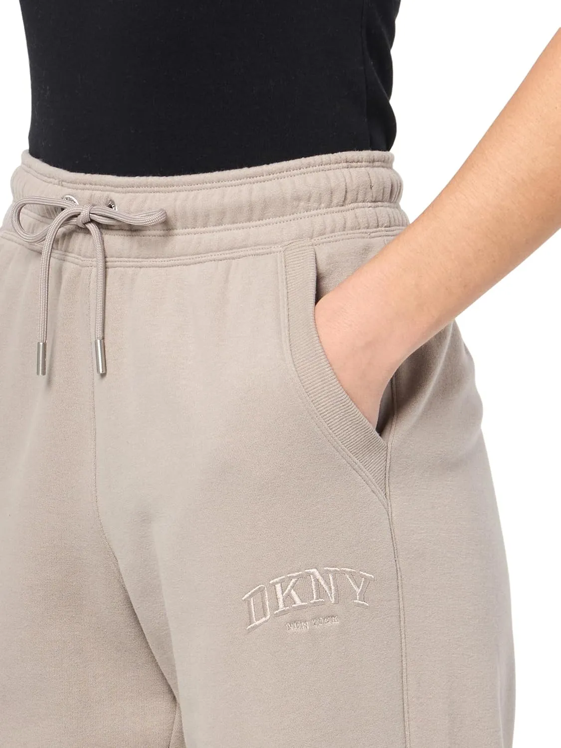 DKNY womens Varsity Embroidered Logo Jogger Fleece Sweatpant