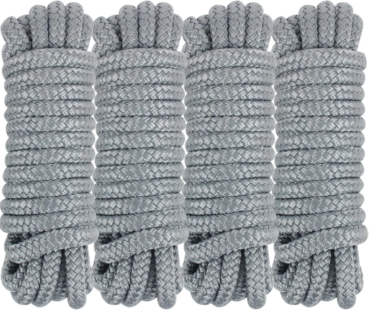 Dock Lines Boat Lines for Docking with Loop Double Braided Marine Mooring Ropes Boat Ropes for Docking with Eyelet Premium Dock Lines for Boats - 2 Pack,4 Pack