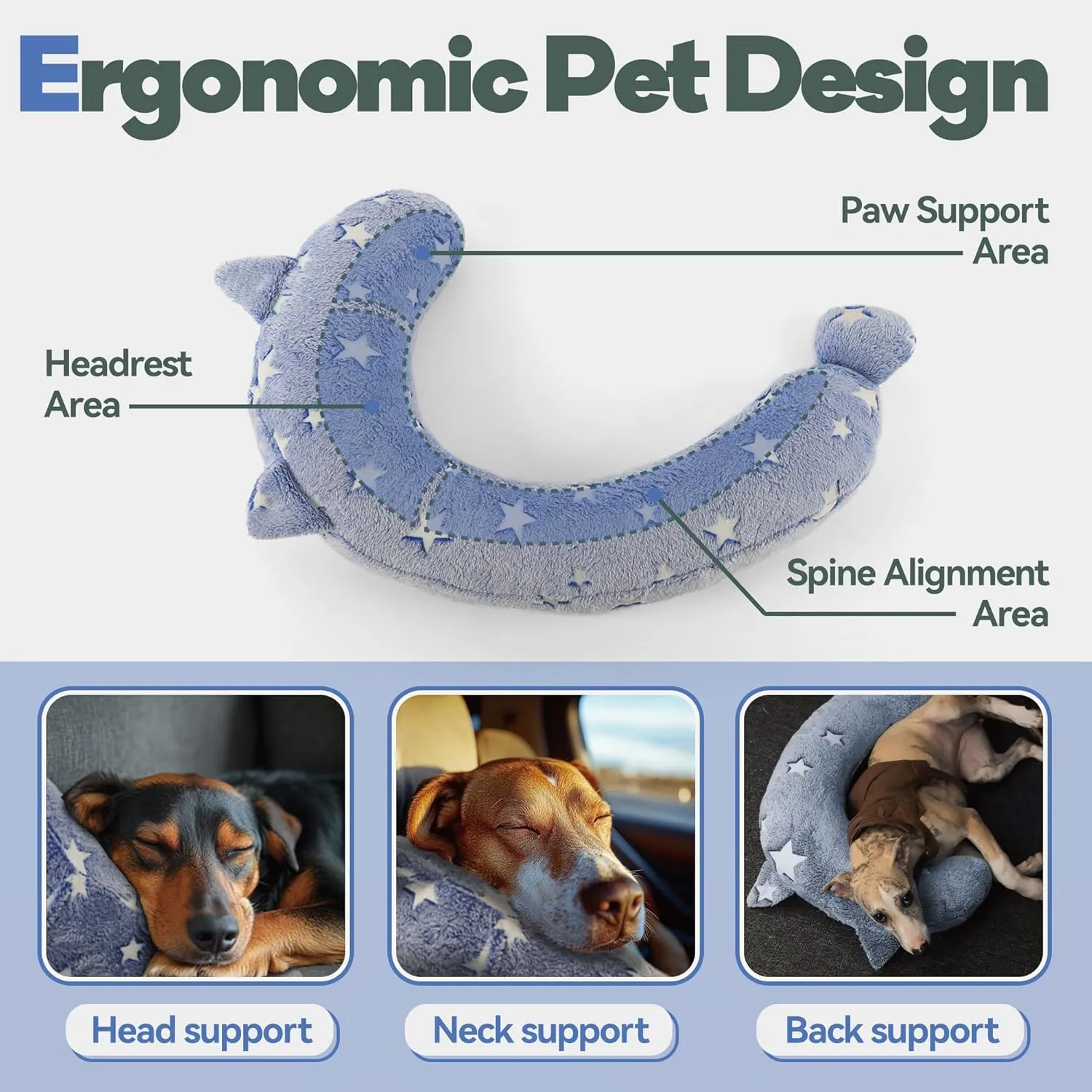 Dog Calming Pillow, Glow in The Dark Dog Put Head on, Soft Question Mark Pillows for Dogs, Kids, Adults, Washable Dog Bed Pillow, Cozy Dog Body Pillow Gifts (L Blue)