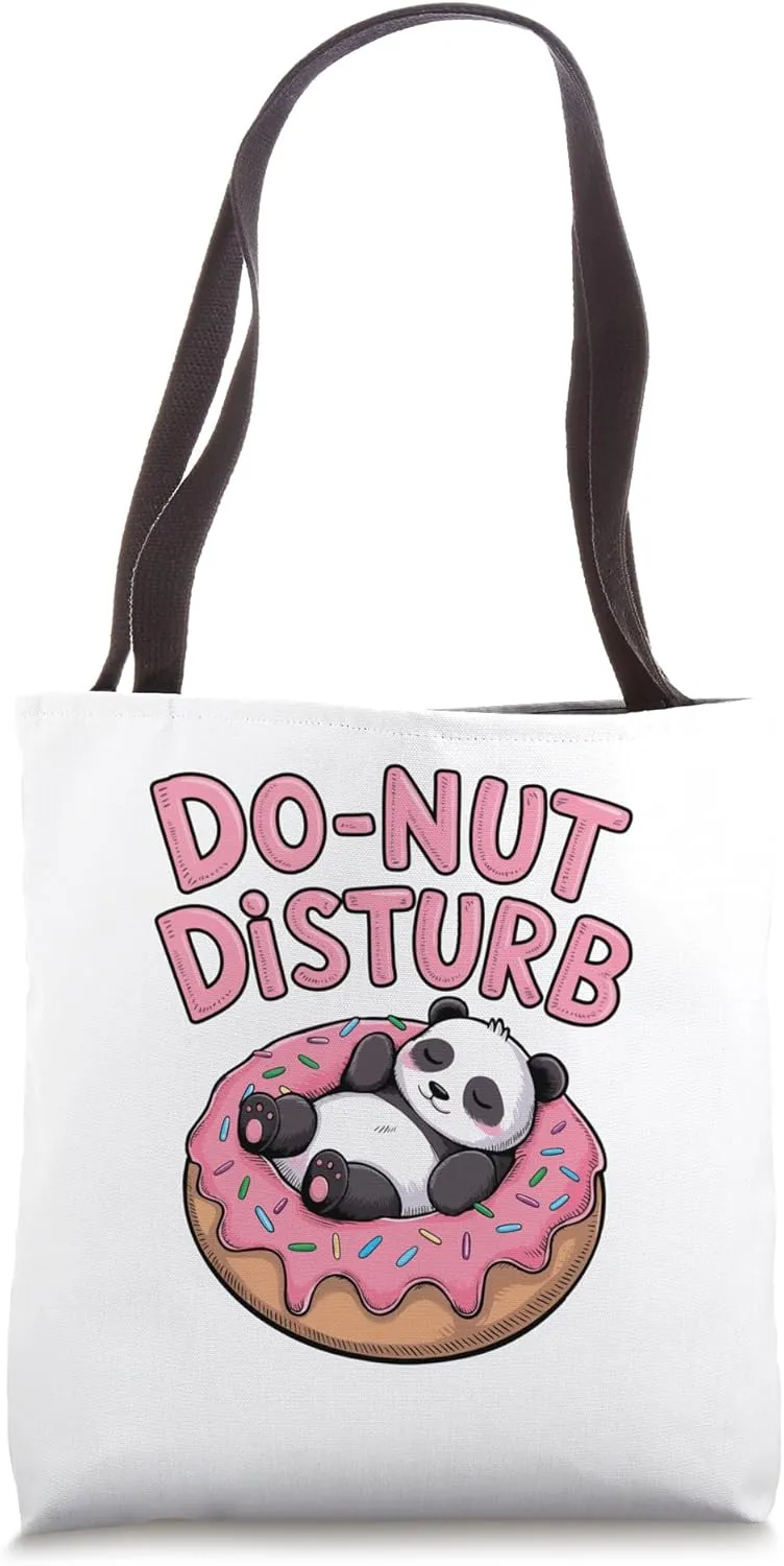Donut Disturb Cute Funny Panda Doughnut Lover Tote Bag