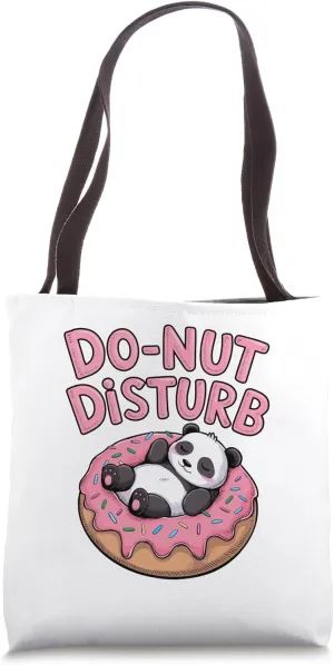 Donut Disturb Cute Funny Panda Doughnut Lover Tote Bag