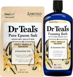Dr Teal's Cozy Vanilla Season Comfort Pure Epsom Salt Soak and Cozy Vanilla Season Foaming Bath Duo Pack