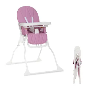 Dream On Me Snack and Stow Baby High Chair in Mauve - Easy to Fold and Store, Portable Travel Chair With Removable and Three Position Adjustable Tray
