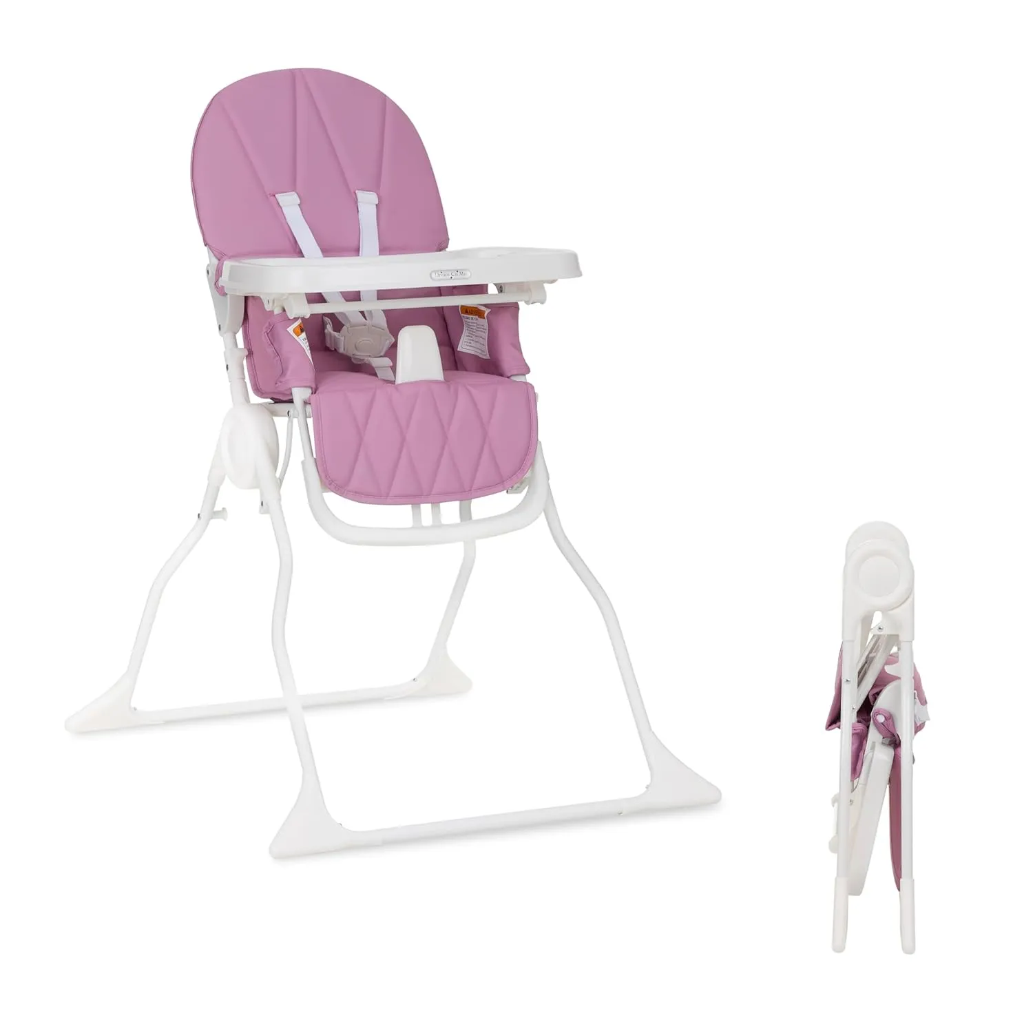 Dream On Me Snack and Stow Baby High Chair in Mauve - Easy to Fold and Store, Portable Travel Chair With Removable and Three Position Adjustable Tray
