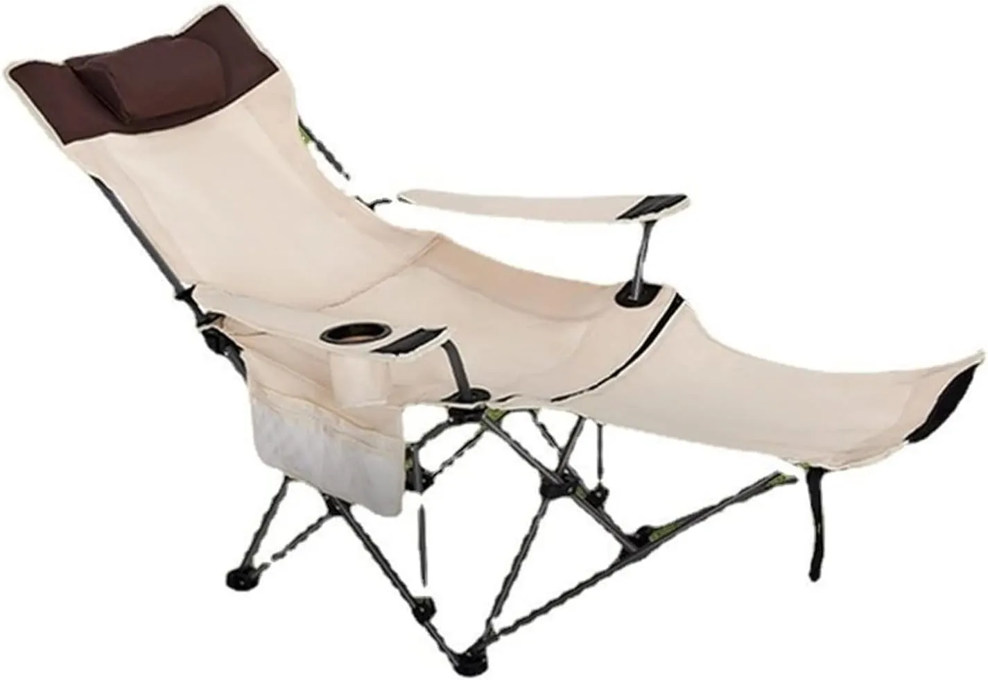 Dual-Purpose Outdoor Folding Chair Portable Nap Lunch Break Fishing Chair Lightweight Beach Chair Lazy Stool Camping Chair, Beige Short