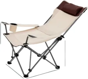 Dual-Purpose Outdoor Folding Chair Portable Nap Lunch Break Fishing Chair Lightweight Beach Chair Lazy Stool Camping Chair, Beige Short