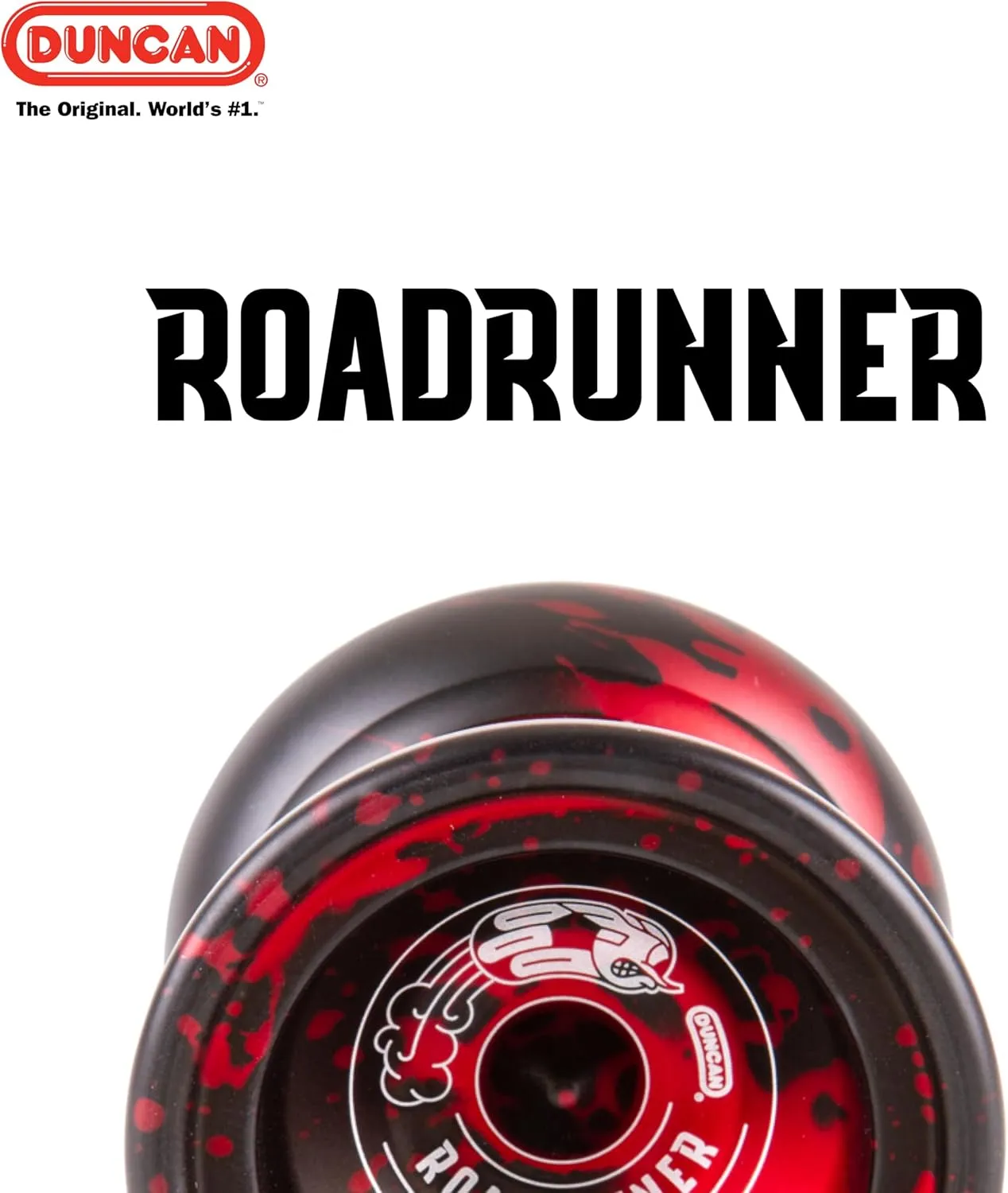Duncan Toys Roadrunner Yo-Yo, Unresponsive Expert Level Yo-Yo, Concave Bearing and Aluminum Body, Black with Red Splash