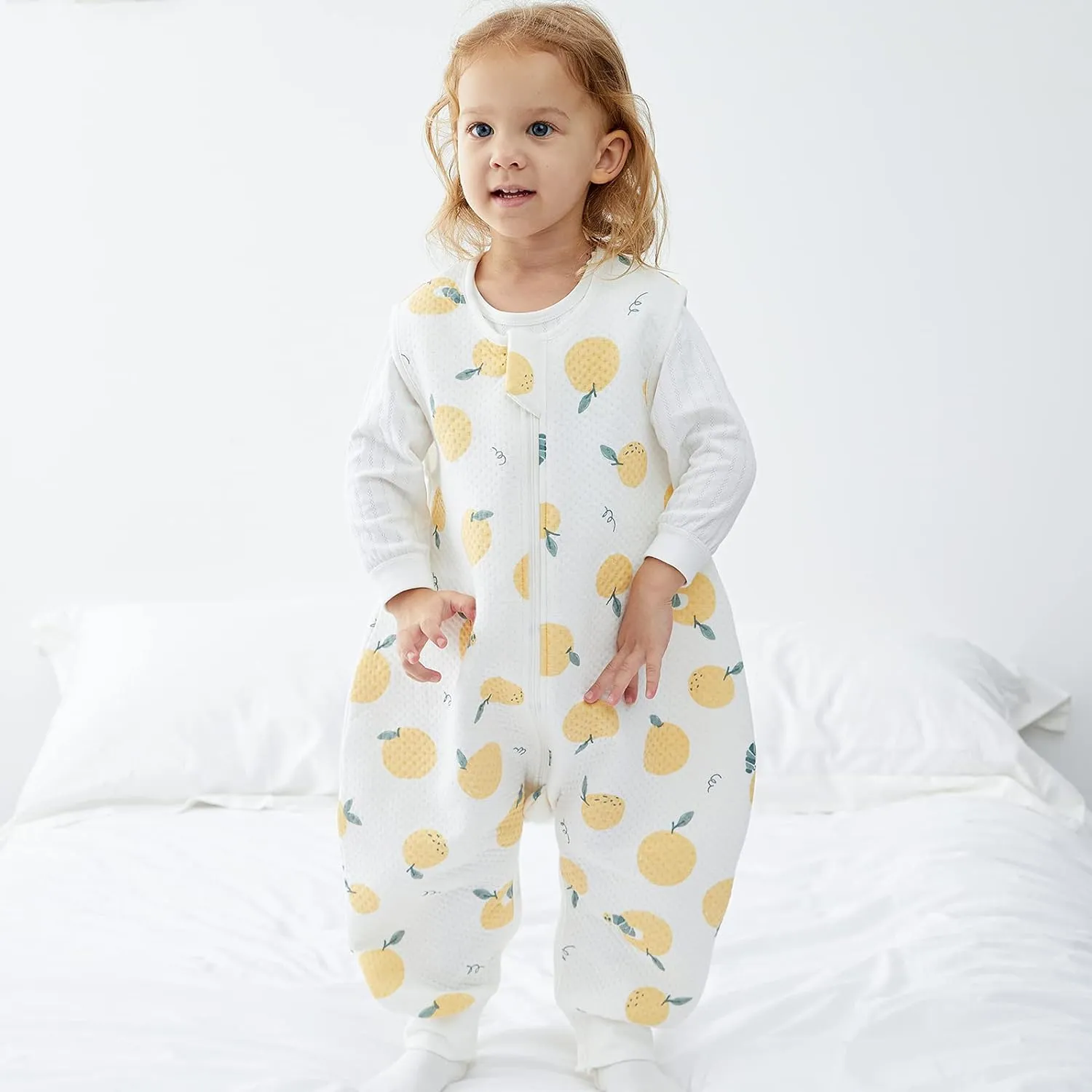Duomiaomiao 1.0 TOG Super Breathable Toddler Sleep Sack 12-24 Months 100% Cotton Four Season Sleep Sack with Feet, Quilted Comfy Toddler Wearable Blanket