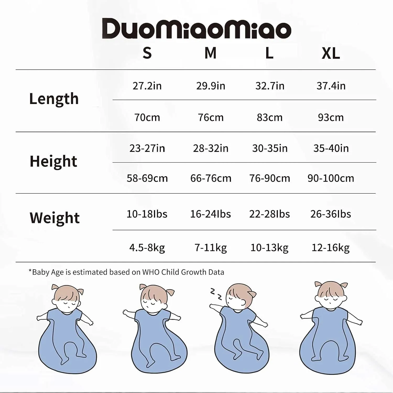 Duomiaomiao Unisex Baby Sleep Sack, Baby Sleeping Bag, Baby Wearable Blanket for Toddler Girls Boys