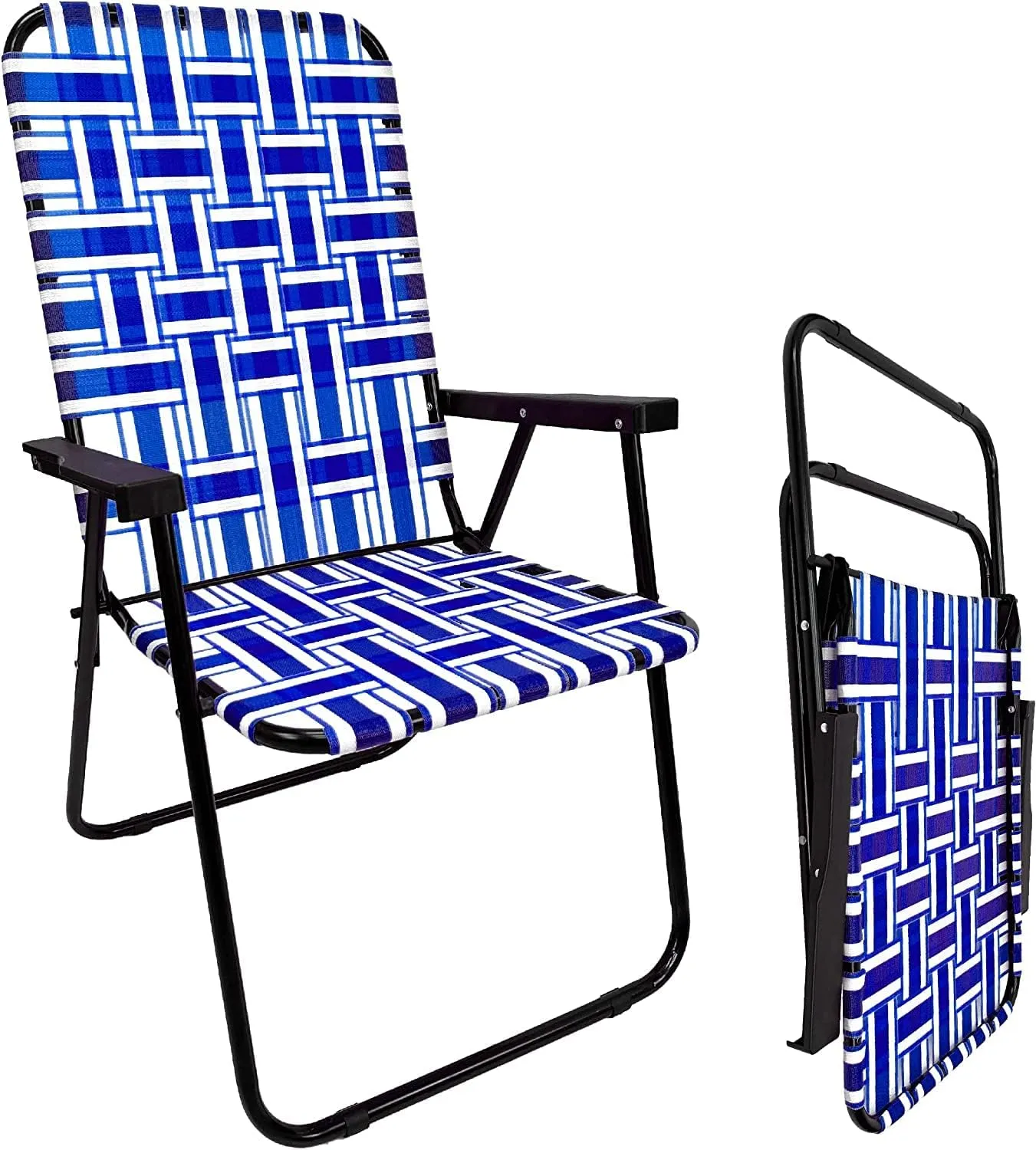 EASYGO PRODUCTS - Retro Modern Web Chair - High Back - Blue - 250 lbs Capacity - Foldable - Outdoor - Football Games, Tailgating, Camping, Backyard, Concerts